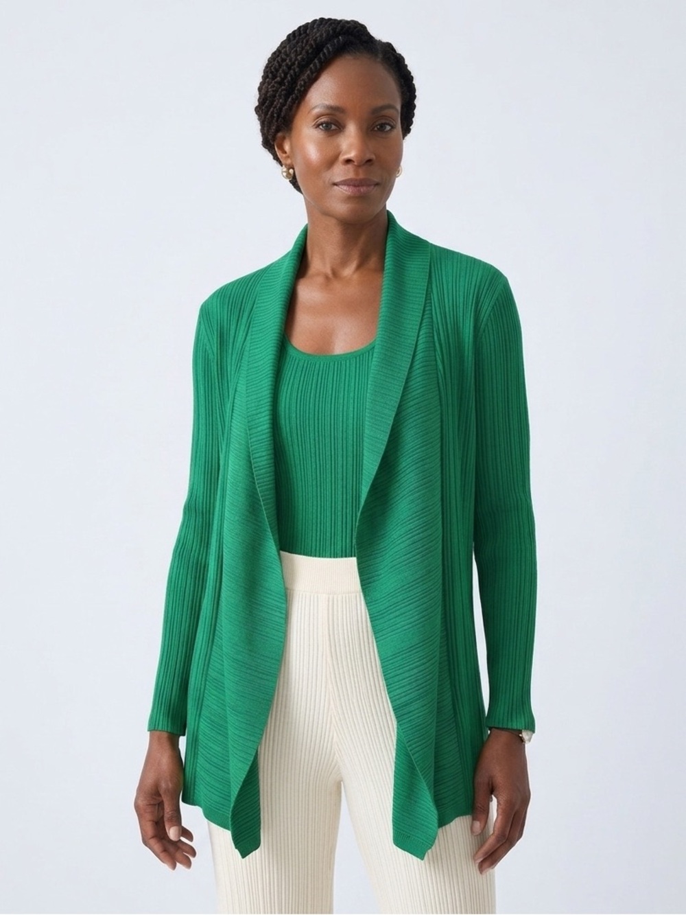 NWT Misook Green Ribbed Knit Shell & Cardigan Set Size Medium - Picture 10 of 10